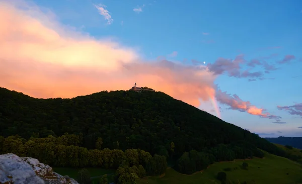 Burck Teck Près Kirchheim Sur Une Colline Verdoyante Avec Des — Photo