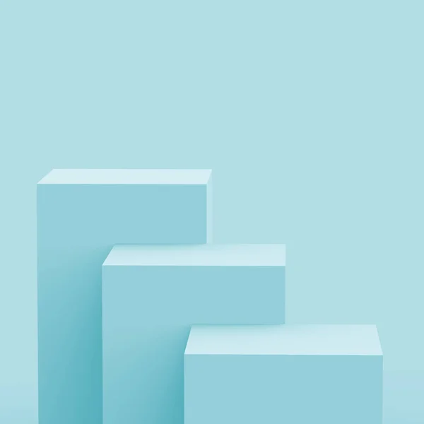 3D mavi parlak sahne sahne stüdyo arkaplanı minimal. Soyut 3d geometrik şekil çizimi. Teknoloji, tıp sektörü ve yaz tatili ürünleri için görüntü.