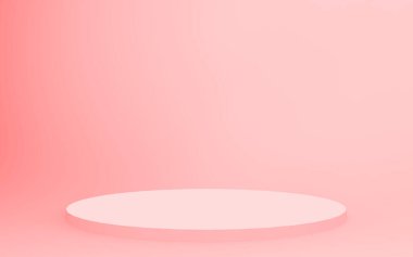 3D pembe silindir podyum minimum stüdyo arkaplanı. Soyut 3d geometrik şekil çizimi. Sevgililer Günü ürünü için göster.