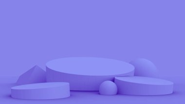3D mor sahne stüdyo arka planında modern tasarım. Soyut 3d geometrik şekil çizimi. Kozmetik moda ürünü için gösterim.