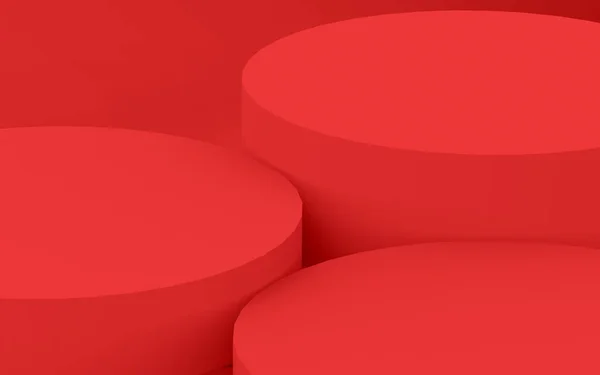Červený Válec Pódium Minimální Studio Pozadí Abstraktní Vykreslení Geometrického Tvaru — Stock fotografie