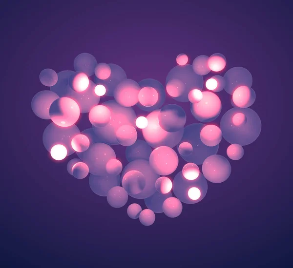 Розовый Свет Светящиеся Лампы Мяч Форме Сердца Фиолетовом Фоне Цвета — стоковое фото