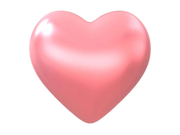 Pink Heart Glossy Shape Isolated White Background Clipping Path Object — Stock Photo, Image