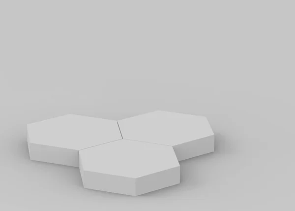 White Gray Hexagon Podium Minimal Studio Background Abstract Geometric Shape — Stock Photo, Image