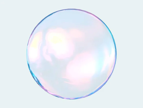 Beyaz arka planda izole edilmiş 3D mavi top kristal eğimli renkler. Soyut kabarcık parlak pastel 3d geometrik şekil çizimi. 