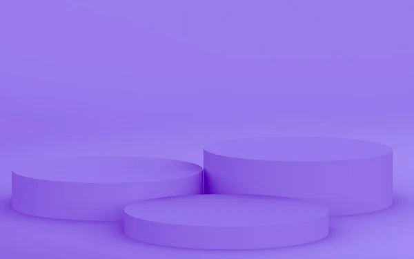 3D紫紫色のシリンダーの表彰台最小限のスタジオの背景 概要3D形状オブジェクトイラストレンダリング 化粧品香水ファッション製品の表示 — ストック写真