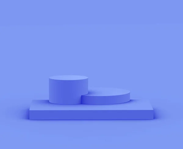 Královské Modré Fialové Platformy Minimální Pozadí Studia Abstraktní Vykreslení Geometrického — Stock fotografie
