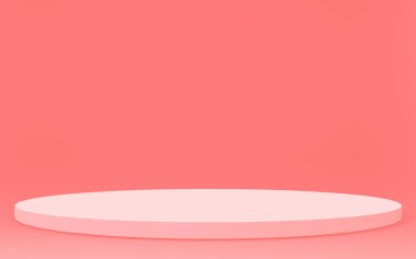 3D pembe silindir podyum minimum stüdyo arkaplanı. Soyut 3d geometrik şekil çizimi. Kozmetik parfüm ürünleri için görünüm.