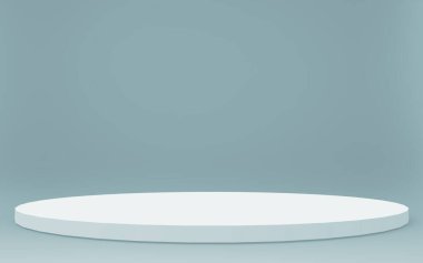 3D gri, parlak silindir podyum stüdyo arka planı. Soyut 3d geometrik şekil çizimi çizimi.