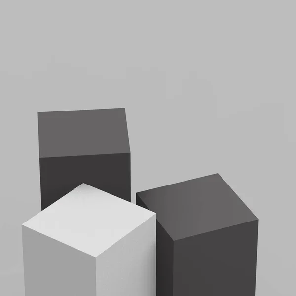 Cinza Branco Preto Cubos Quadrado Pódio Mínimo Estúdio Fundo Abstrato — Fotografia de Stock