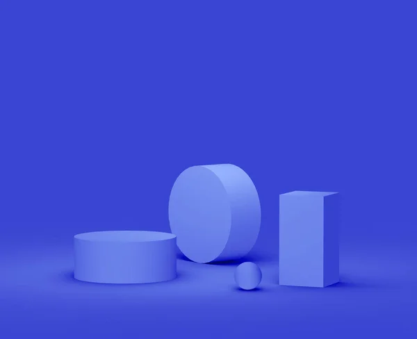 Plate Forme Bleu Royal Violet Fond Studio Minimal Illustration Abstraite — Photo