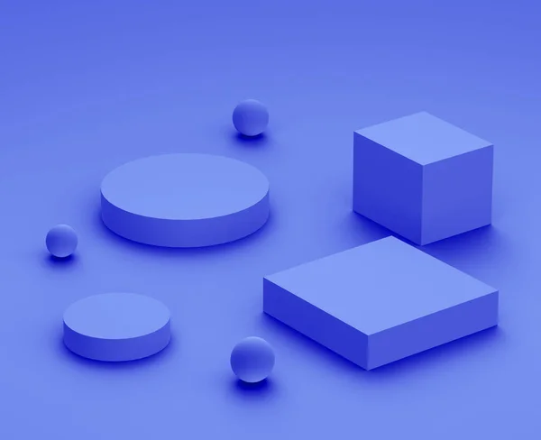 Königsblau Und Lila Plattform Minimalen Studio Hintergrund Abstrakte Darstellung Geometrischer — Stockfoto