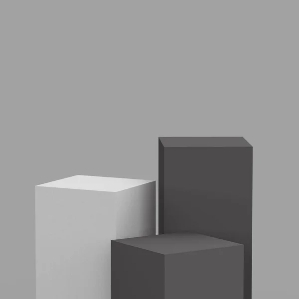 Gray White Black Cubes Square Podium Minimal Studio Background Abstract — Stock Photo, Image