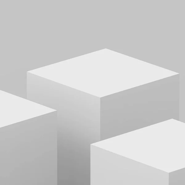 Grigio Bianco Cubo Box Podio Minima Scena Studio Sfondo Rendering — Foto Stock