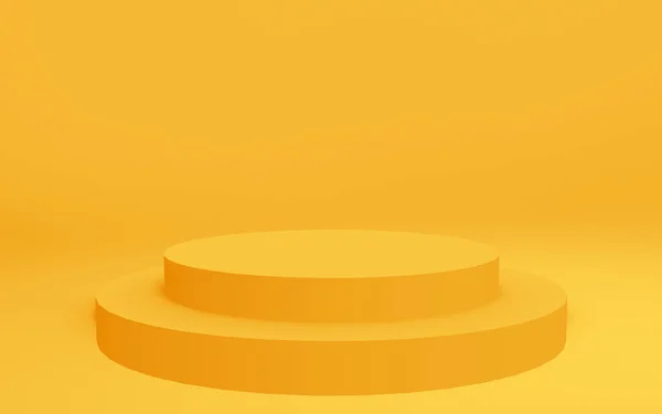 Žlutý Válec Pódium Minimální Studio Pozadí Abstraktní Vykreslení Geometrického Tvaru — Stock fotografie