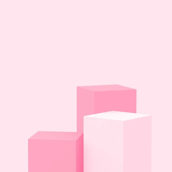 Рожеві Кубики Квадратний Подіум Мінімальний Студійний Фон Анотація Геометричної Форми — стокове фото