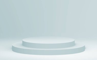 3D gri, parlak silindir podyum stüdyo arka planı. Soyut 3d geometrik şekil çizimi çizimi.