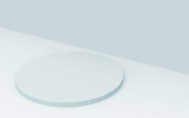 3D gri, parlak silindir podyum stüdyo arka planı. Soyut 3d geometrik şekil çizimi çizimi.