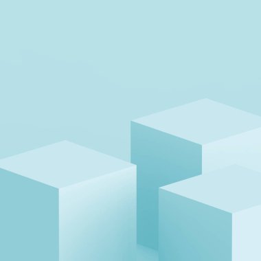 3D mavi parlak sahne sahne stüdyo arkaplanı minimal. Soyut 3d geometrik şekil çizimi. Teknoloji, tıp sektörü ve yaz tatili ürünleri için görüntü.