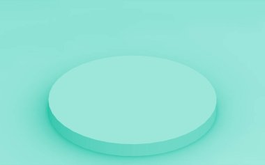 3D yeşil, parlak silindir podyum stüdyo arkaplanı. Soyut 3d geometrik şekil çizimi. Gıda için doğal ürün görüntüsü.