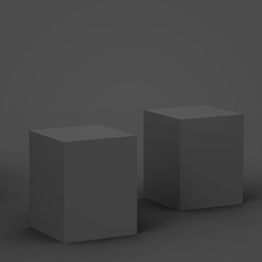3D siyah gri küp ve kutu podyumu