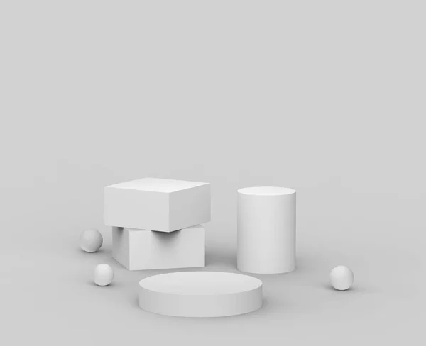Biały Szary Podium Minimalne Tło Studio Abstrakcyjny Geometryczny Kształt Obiektu — Zdjęcie stockowe