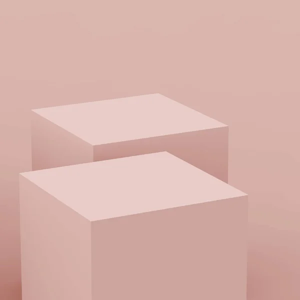 Cubo Rosa Empoeirado Caixa Pódio Cena Mínima Estúdio Fundo Abstrato — Fotografia de Stock