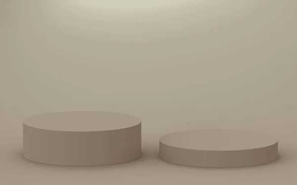 Braunen Zylinder Podium Minimalen Studiohintergrund Abstrakte Darstellung Geometrischer Formen Display — Stockfoto