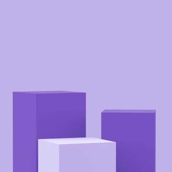 Paars Violet Witte Kubussen Vierkante Podium Minimale Studio Achtergrond Abstract — Stockfoto