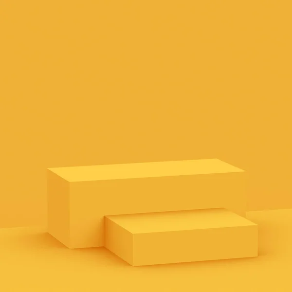 Sarı Podyum Sahnesi Stüdyo Arkaplanı Çok Soyut Geometrik Şekil Çizimi — Stok fotoğraf