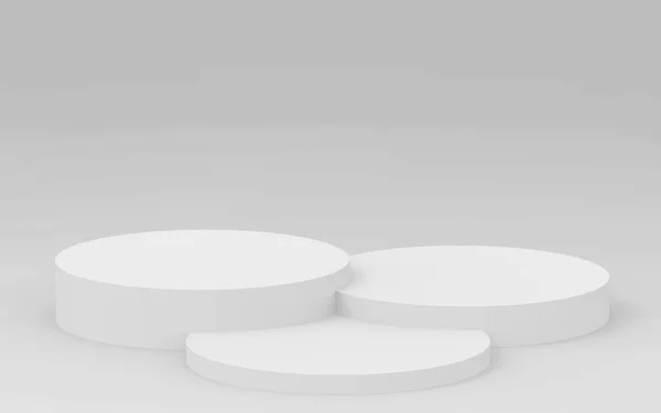 3D gri, parlak silindir podyum stüdyo arka planı. Soyut 3d geometrik şekil çizimi çizimi.