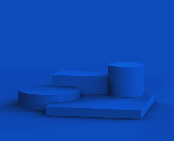 Синій Подіум Сучасний Мінімальний Дизайн Фоні Студії Анотація Геометричної Форми — стокове фото