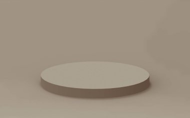 3D kahverengi silindir podyum stüdyo arkaplanı. Soyut 3d geometrik şekil çizimi. Kozmetik parfüm ürünleri için görünüm.