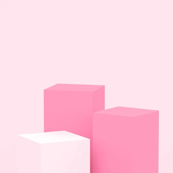Cubos Color Rosa Cuadrado Podio Mínimo Fondo Estudio Abstracto Forma — Foto de Stock