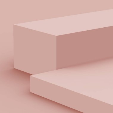 3D tozlu pembe sahne sahne stüdyo arkaplanı minimal. Soyut 3d geometrik şekil çizimi. Kozmetik moda ürünleri için görüntü. Doğal monokrom renk tonları.