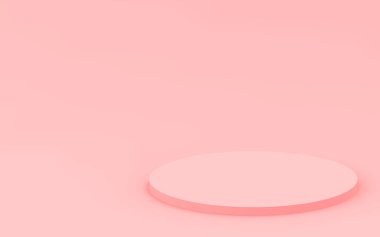 3D pembe silindir podyum minimum stüdyo arkaplanı. Soyut 3d geometrik şekil çizimi. Sevgililer Günü ürünü için göster.