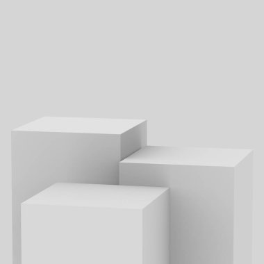 3D gri sahne sahnesi stüdyo arkaplanı çok az. Soyut 3d geometrik şekil çizimi. Çevrimiçi iş ürünü için göster.