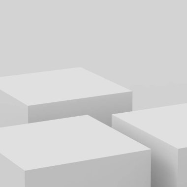 3d gri beyaz küp ve kutu podyumu