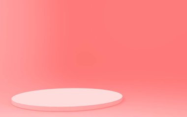 3D pembe silindir podyum minimum stüdyo arkaplanı. Soyut 3d geometrik şekil çizimi. Sevgililer Günü ürünü için göster.