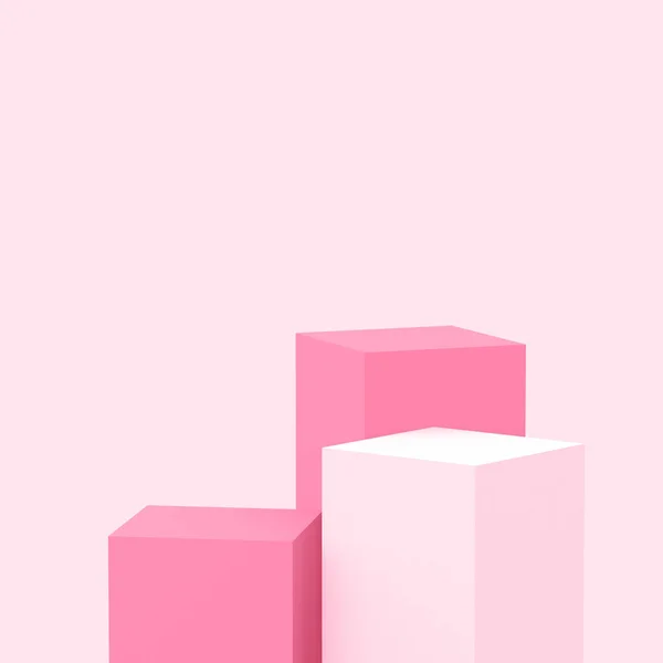 Pink Cubes Square Podium Minimal Studio Background Abstract Geometric Shape — Stock Photo, Image
