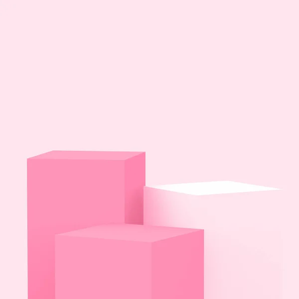 Pink Cubes Square Podium Minimal Studio Background Abstract Geometric Shape — Stock Photo, Image