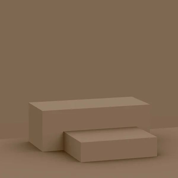 Коричневий Куб Коробка Подіум Мінімальний Сценічний Студійний Фон Анотація Геометричної — стокове фото