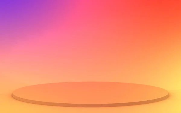 Жовтий Помаранчевий Фіолетовий Неоновий Світловий Циліндр Подіум Мінімальний Студійний Градієнт — стокове фото