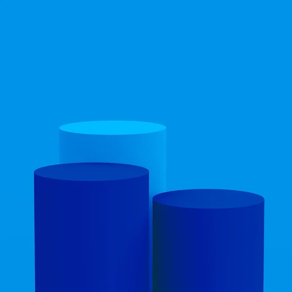 Blauwe Cilinder Podium Minimale Studio Achtergrond Abstract Geometrische Vorm Object — Stockfoto