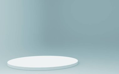 3D gri, parlak silindir podyum stüdyo arka planı. Soyut 3d geometrik şekil çizimi çizimi.