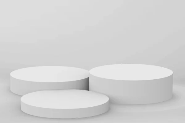 Gris Blanc Cylindre Podium Fond Studio Minimal Abstrait Géométrique Forme — Photo