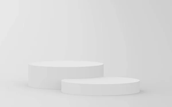 Grigio Bianco Luminoso Cilindro Podio Minimale Studio Sfondo Astratto Forma — Foto Stock