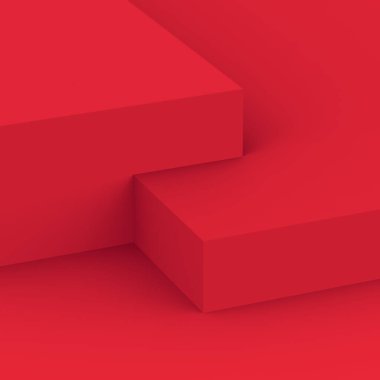 3d kırmızı beyaz sahne sahne stüdyo arkaplanı minimal. Soyut 3d geometrik şekil çizimi. Çin Yeni Yıl Tatili ve Mutlu Noeller ürünleri için ekran.