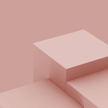 3D tozlu pembe sahne sahne stüdyo arkaplanı minimal. Soyut 3d geometrik şekil çizimi. Kozmetik moda ürünleri için görüntü. Doğal monokrom renk tonları.