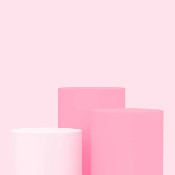 White Pink Rose Cylinder Podium Minimal Studio Background Abstract Pastel — Stock Photo, Image